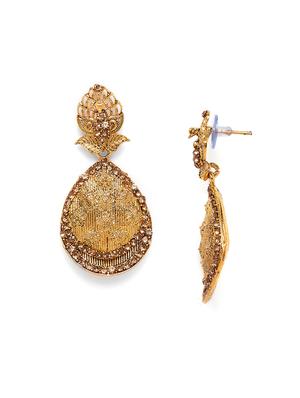 gold metal drop earring - 16585669 - Standard Image - 4