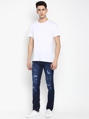 blue light washed distressed denim jeans - 16585694 - Standard Image - 4