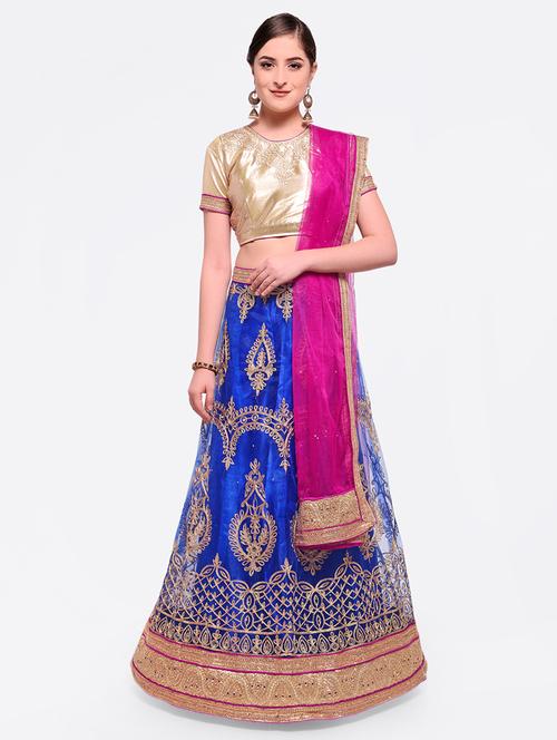embroidered contrast lehenga - 16585937 - Standard Image - 1