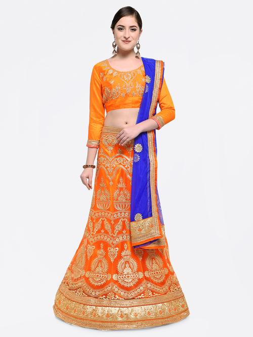 embroidered contrast lehenga - 16585941 - Standard Image - 1