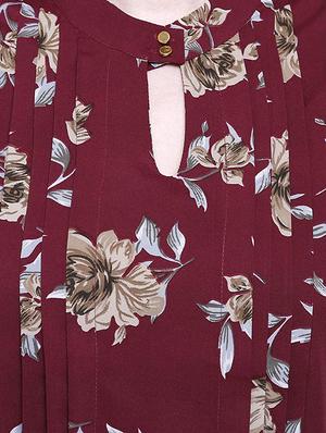 pin tucked key hole neck floral top - 16586849 - Standard Image - 4