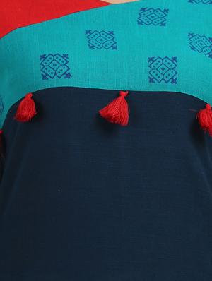 patch work straight kurta - 16587133 - Standard Image - 4