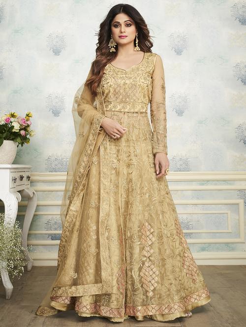 embroidered semi-stitched suit - 16588021 - Very Small Image - 1