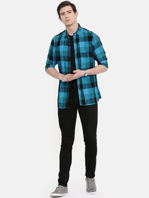 blue checkered casual shirt - 16588992 - Standard Image - 4