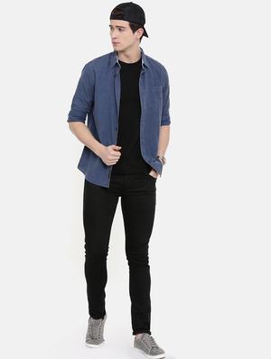 blue solid casual shirt - 16588996 - Standard Image - 4