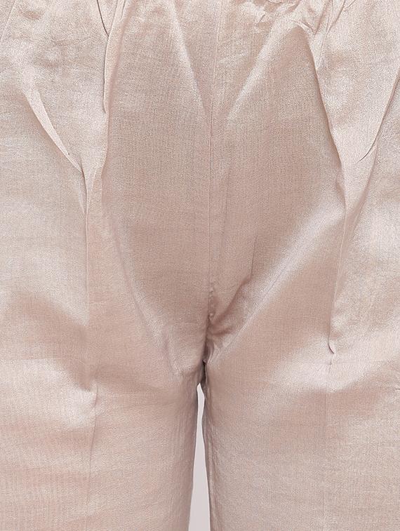 solid chanderi a-line kurta - 16589565 - Zoom Image - 4
