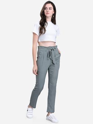 tie up waist solid trouser - 16589601 - Standard Image - 4