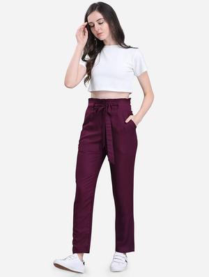 tie up waist solid trouser - 16589602 - Standard Image - 4