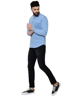 light blue solid casual shirt - 16590951 - Standard Image - 4
