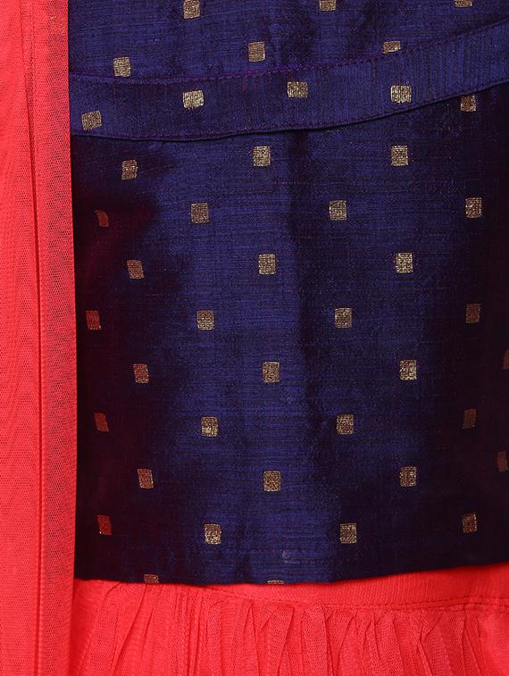 red silk blend lehnga choli - 16591377 - Zoom Image - 4