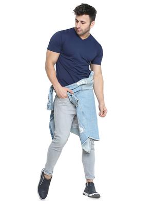 navy blue solid t-shirt - 16592047 - Standard Image - 4