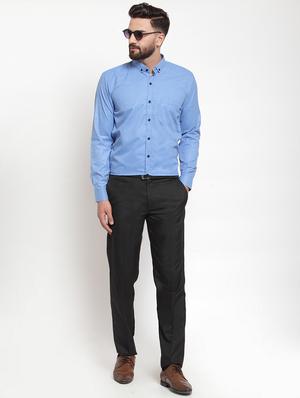 blue solid formal shirt - 16592136 - Standard Image - 4