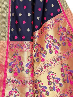 floral banarasi saree with blouse - 16592179 - Standard Image - 4