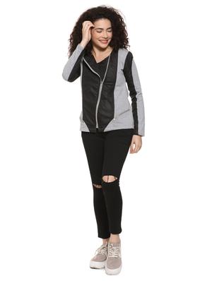faux leather color block jacket - 16592285 - Standard Image - 4