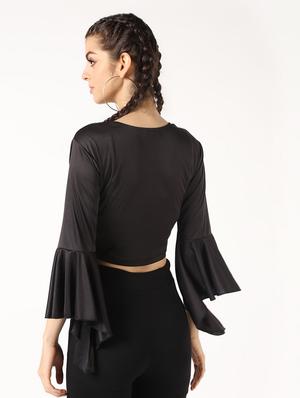 floral patch bell sleeved top - 16592534 - Standard Image - 4