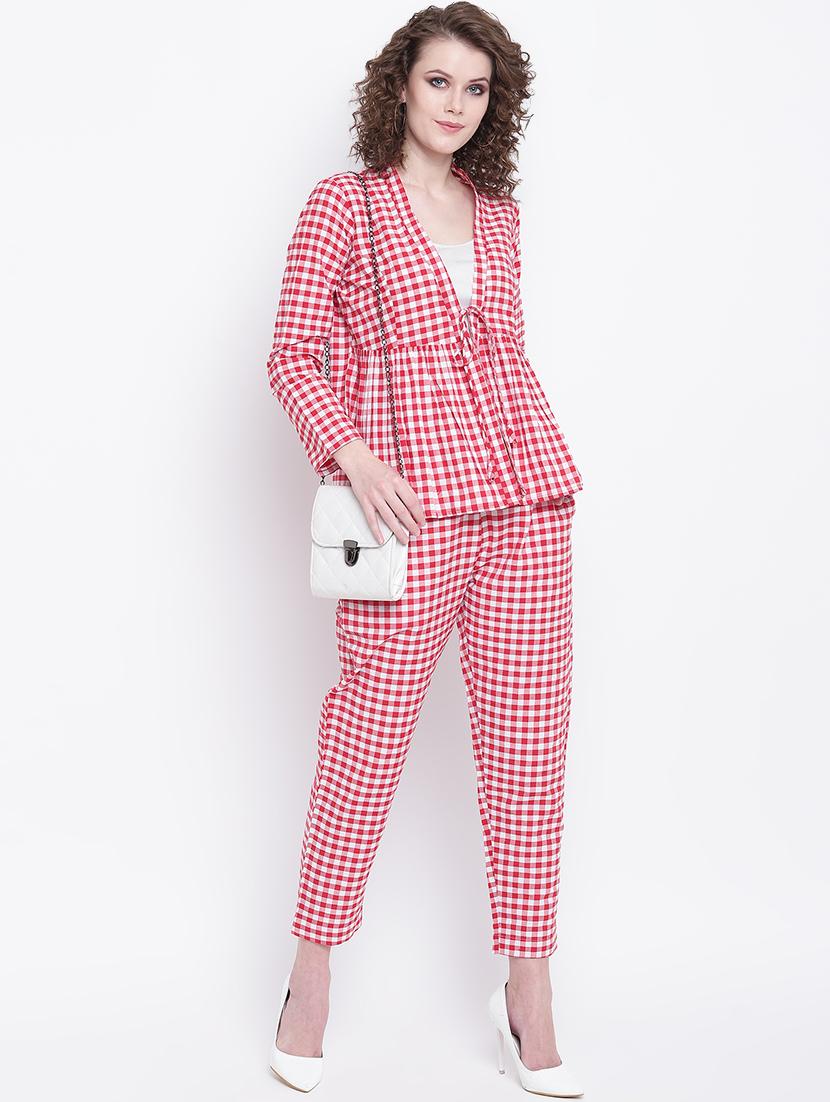 tie front gingham checkered western wear set - 16593170 - Zoom Image - 4