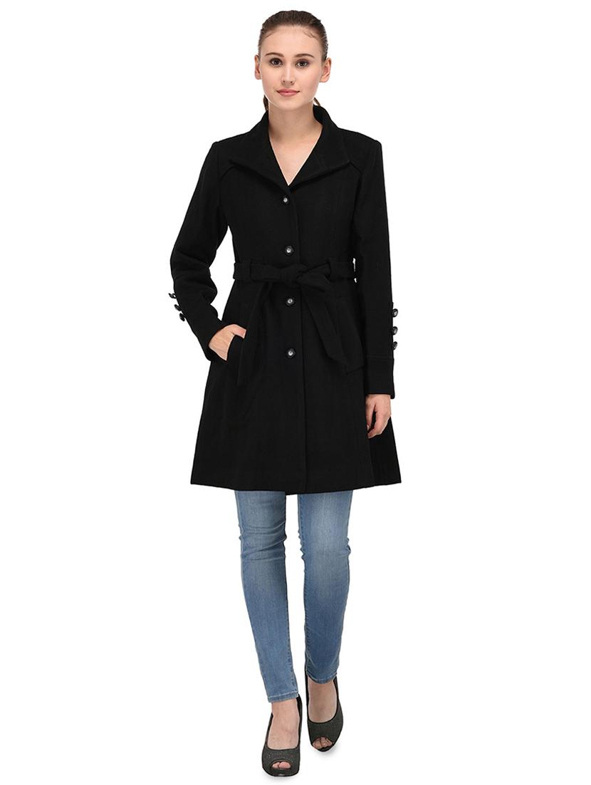 tie front lapel neck overcoat - 16596013 - Zoom Image - 4