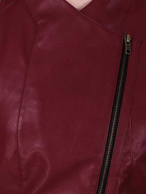zip up detail solid leather/leatherette jacket - 16596035 - Standard Image - 4