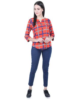 notch neck checkered top - 16596142 - Standard Image - 4