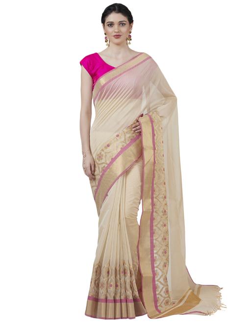 solid borederd banarasi saree with blouse - 16596357 - Very Small Image - 1