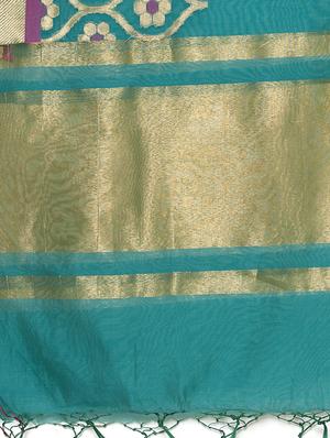 solid borederd banarasi saree with blouse - 16596358 - Standard Image - 4