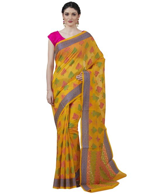 self design banarasi saree with blouse - 16596452 - Very Small Image - 1
