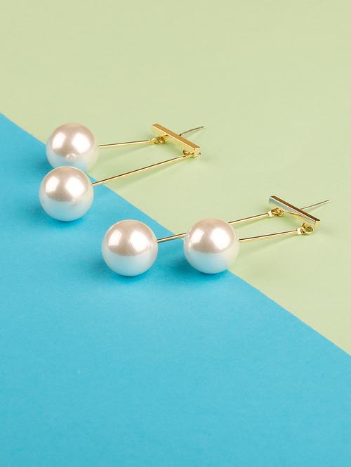 gold metal drop earring - 16597036 - Standard Image - 1