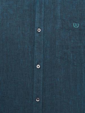 blue linen solid casual shirt - 16598058 - Standard Image - 4