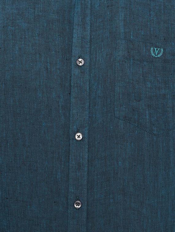 blue linen solid casual shirt - 16598058 - Zoom Image - 4