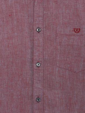 red linen solid casual shirt - 16598090 - Standard Image - 4