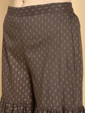 brown rayon kurta palazzo set - 16598531 - Standard Image - 7
