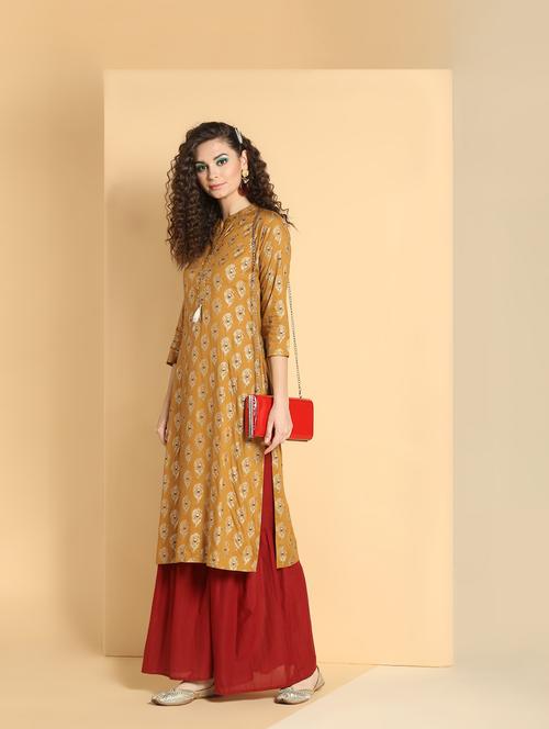 ethnic motif straight kurta - 16598553 - Standard Image - 1