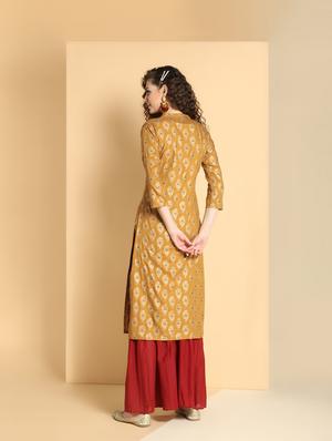 ethnic motif straight kurta - 16598553 - Standard Image - 4