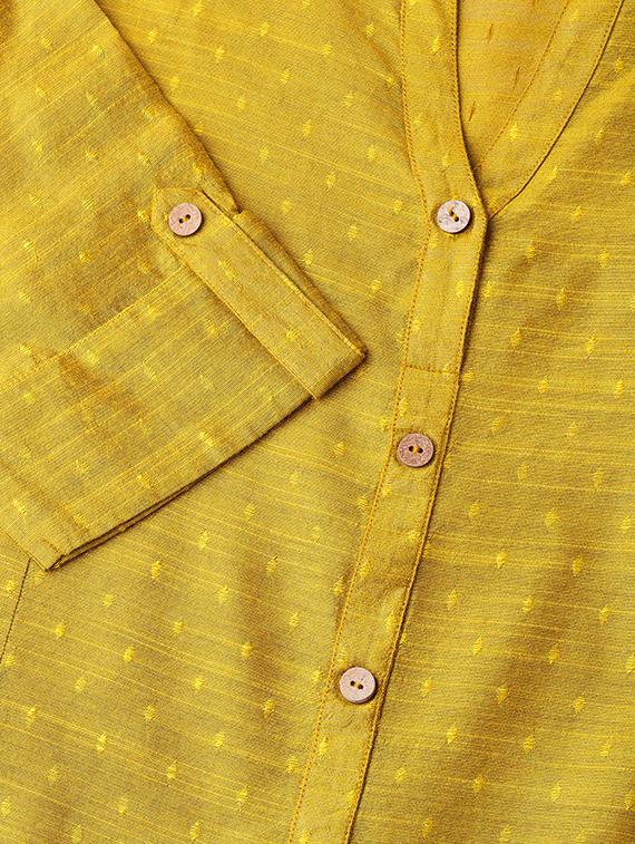 self-design art silk straight kurta - 16598695 - Zoom Image - 4