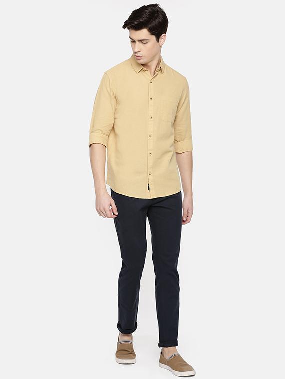 beige solid casual shirt - 16598770 - Zoom Image - 4