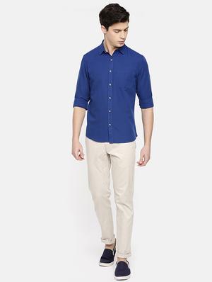 blue solid casual shirt - 16598771 - Standard Image - 4
