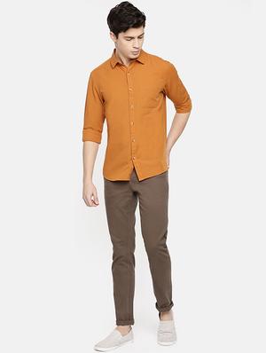 orange solid casual shirt - 16598772 - Standard Image - 4