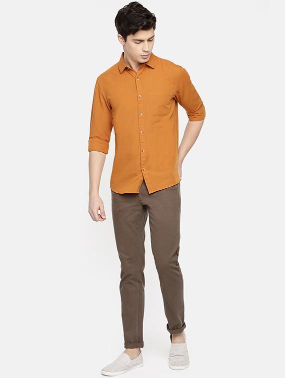 orange solid casual shirt - 16598772 - Zoom Image - 4