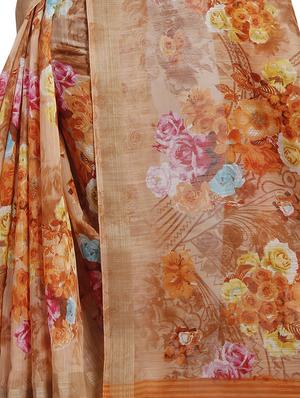 orange cotton blend bhagalpuri saree with blouse - 16598789 - Standard Image - 4