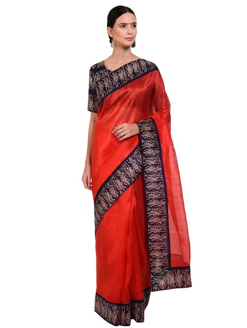 bordered bhagalpuri saree with blouse - 16598981 - Standard Image - 1