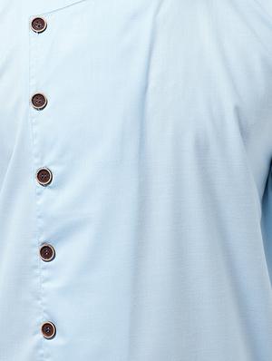 sky blue solid kurta pyjama set - 16599049 - Standard Image - 4