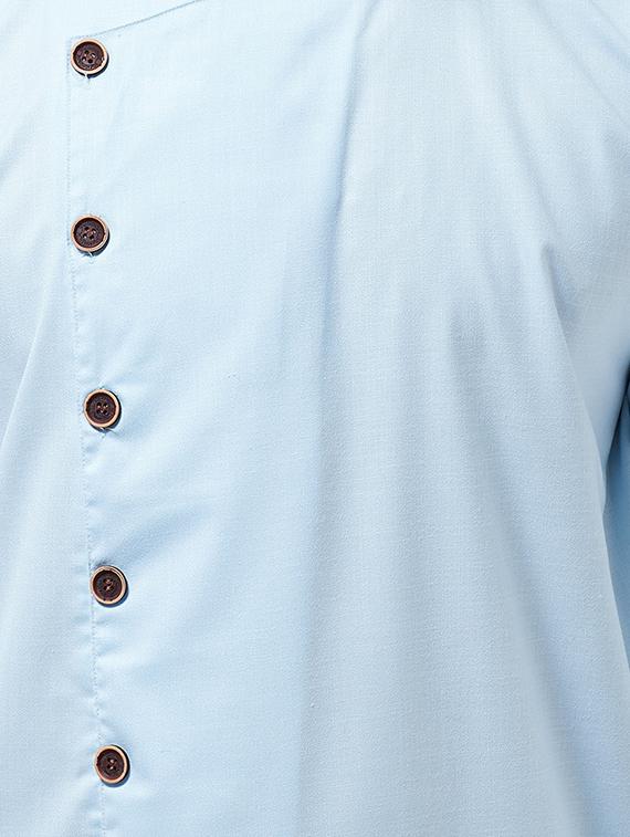 sky blue solid kurta pyjama set - 16599049 - Zoom Image - 4