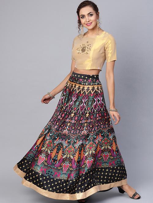 placement print lehenga choli set - 16599598 - Very Small Image - 1