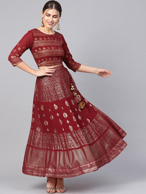 foil printed flared lehenga choli - 16599605 - Very Small Image - 1