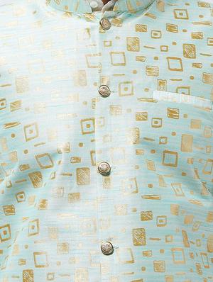 white solid kurta pyjama set with nehru jacket - 16599716 - Standard Image - 4