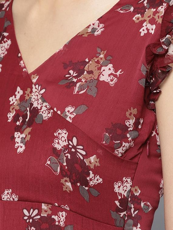 v neck floral maxi dress - 16600041 - Zoom Image - 4