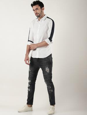 white taped casual shirt - 16600913 - Standard Image - 4