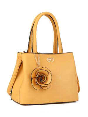 yellow leatherette (pu) regular handbag - 16600978 - Standard Image - 4