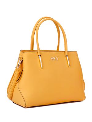 yellow leatherette (pu) regular handbag - 16600992 - Standard Image - 4