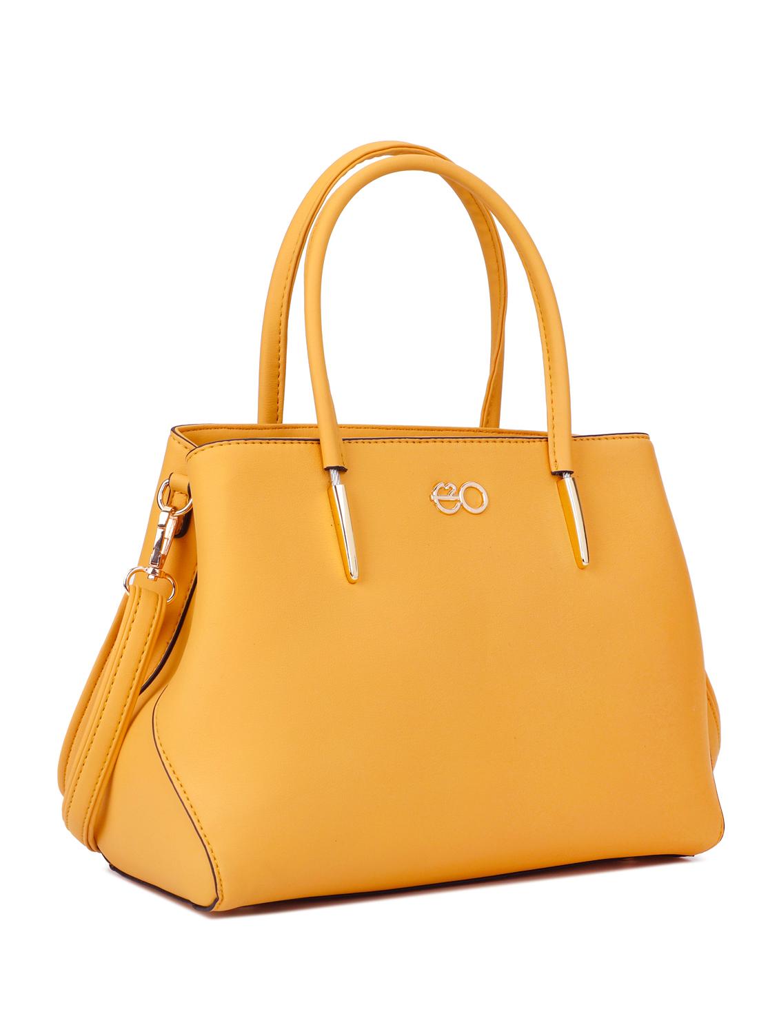 yellow leatherette (pu) regular handbag - 16600992 - Zoom Image - 4